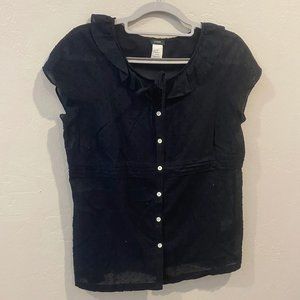 J.CREW Black Round Neck Blouse